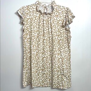 Tan and White Leopard Print Blouse
